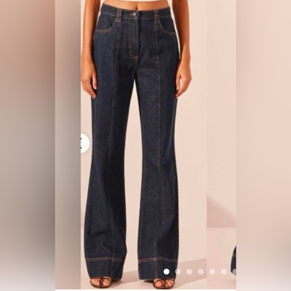 Habitual Pintuck Straight Leg Stretch Dark Blue Denim Jeans Size 28/6 - Picture 1 of 11